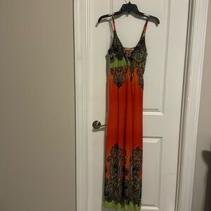 Body Central orange maxi dress. Size Large.